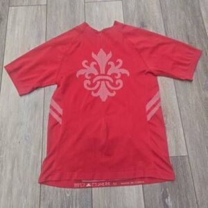 SheBeest women’s zip cycling shirt small med stretchy red back zip pocket